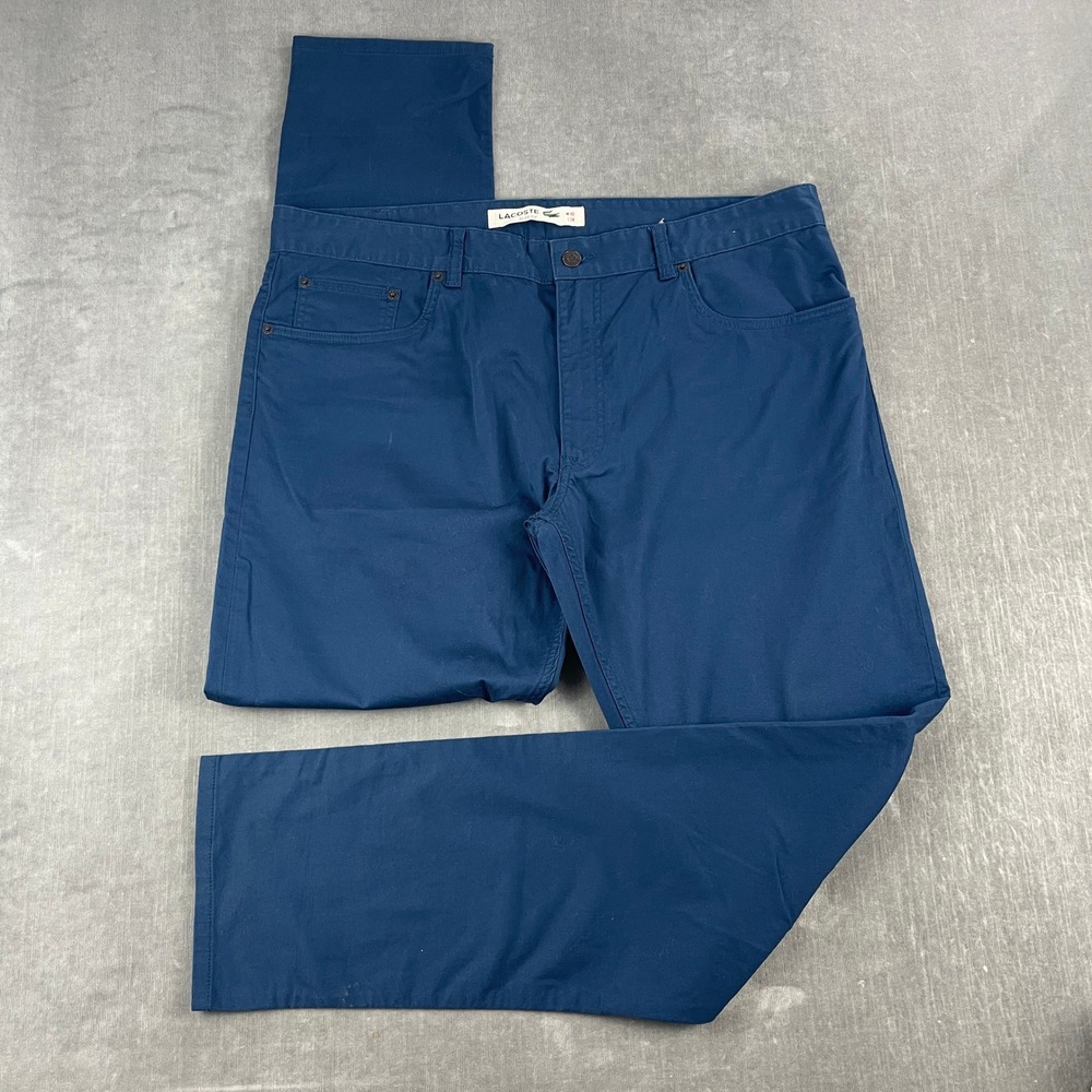 Lacoste Mens 40x34 Blue Slim‎ Fit Chino Pants 5-Pocket Stretch Trousers